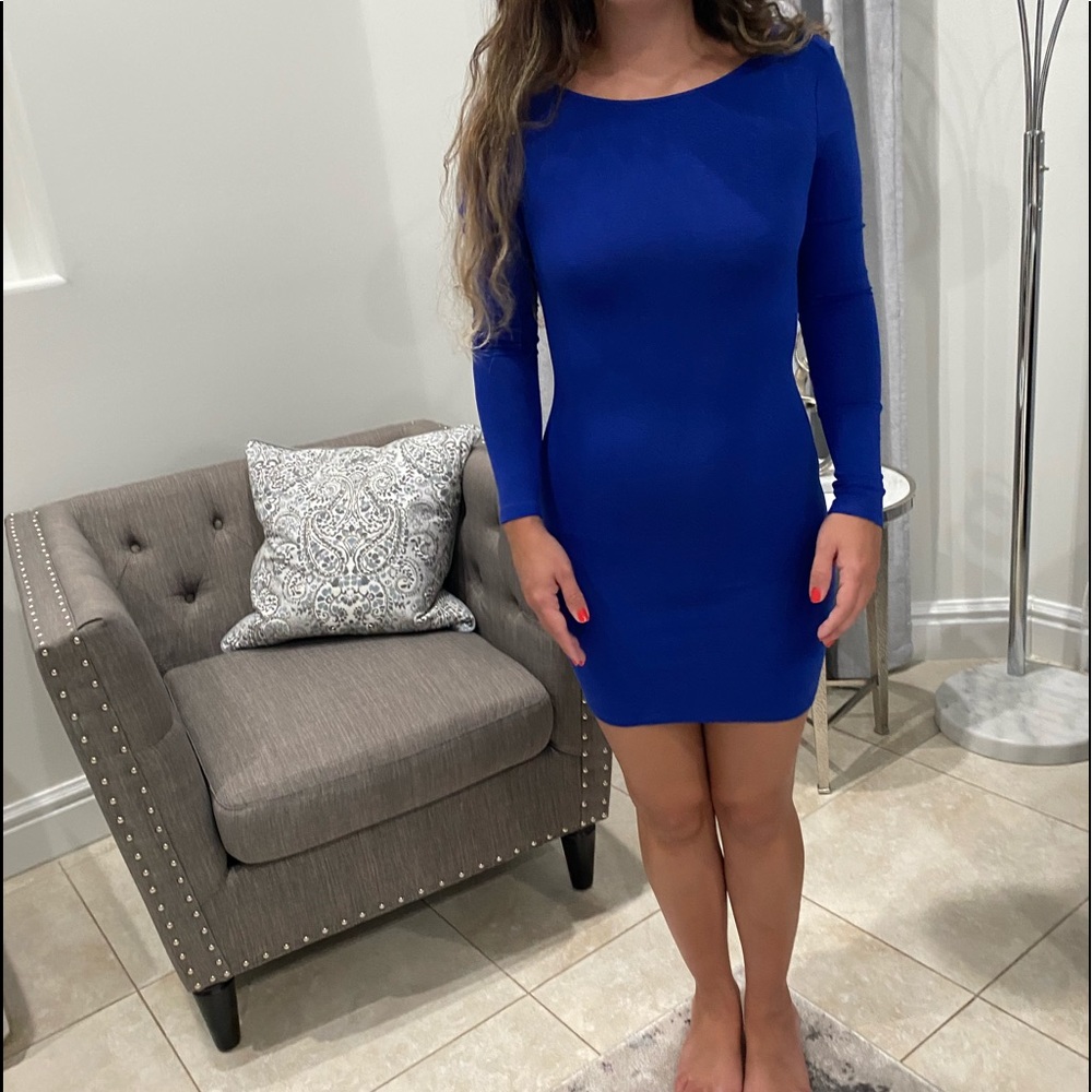 Forever 21 Royal Blue long sleeve Open Back Bodycon Dress